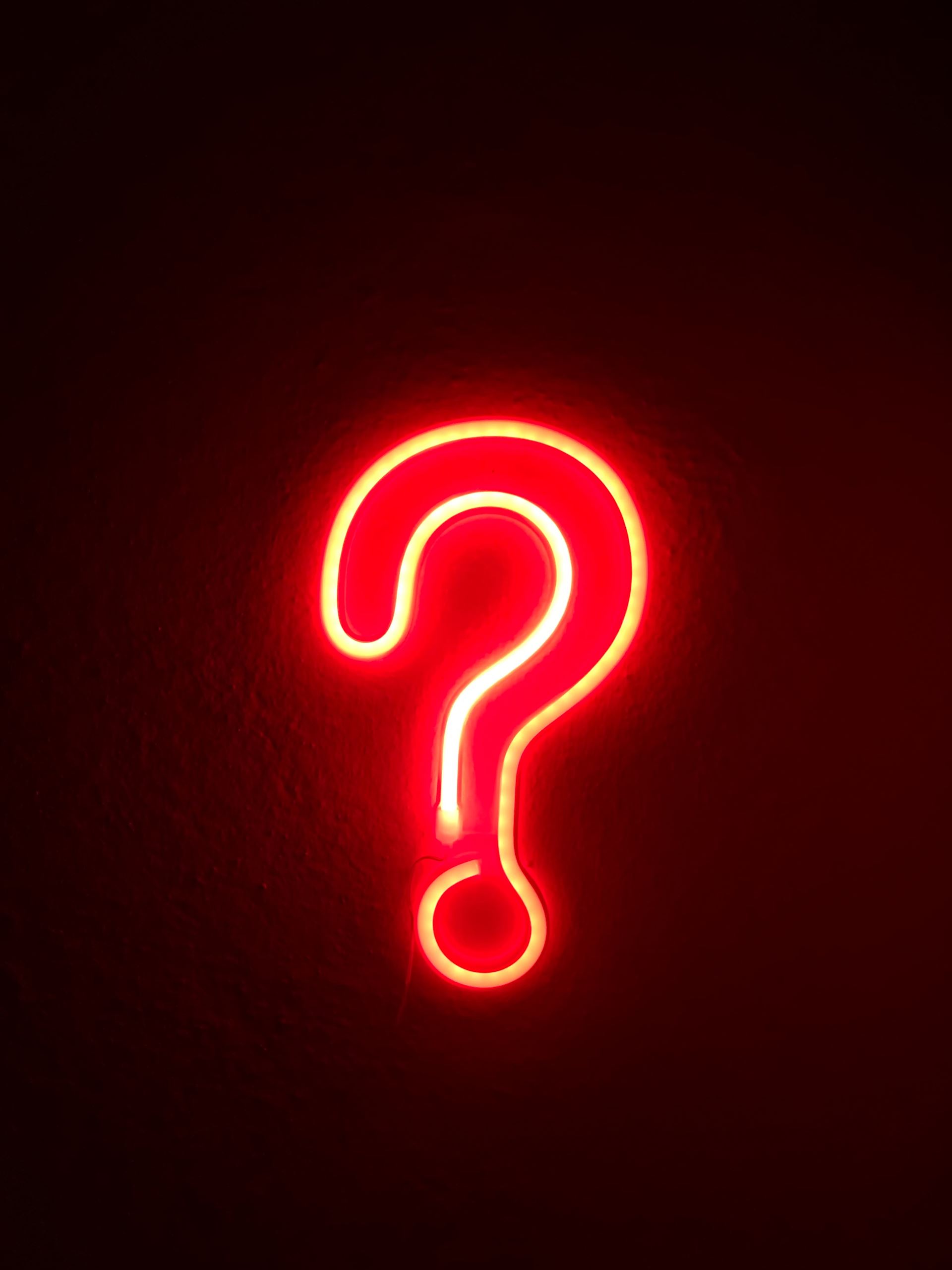 Neon question mark sign