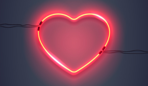 Fluorescent light in shape of a heart