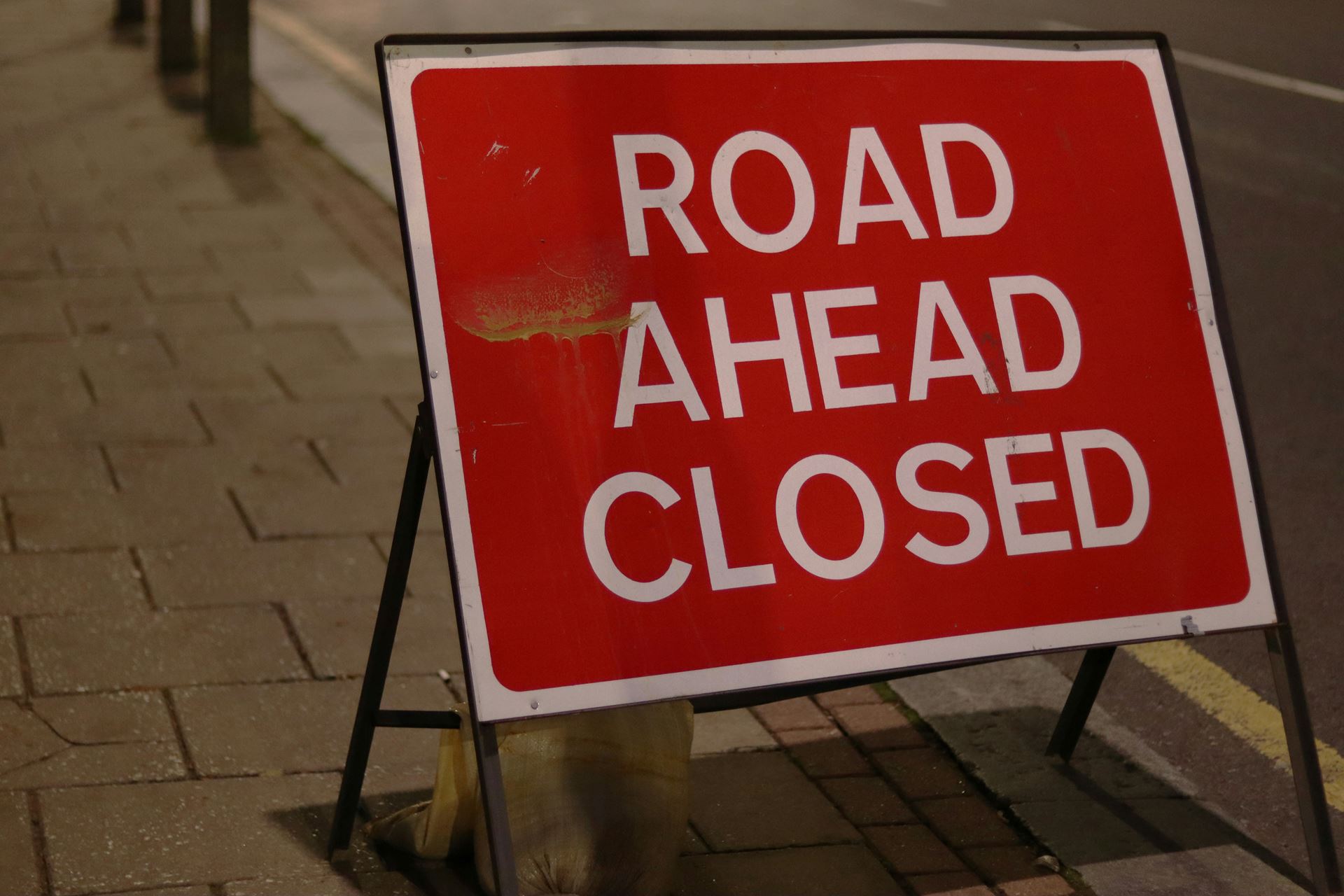 Road closed sign